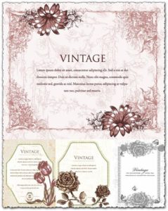 Vintage invitations with floral motifs vectors