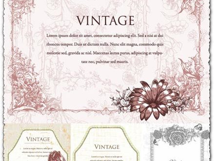 Vintage invitations with floral motifs vectors