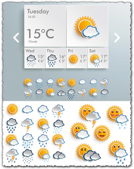 Weather icons for smartphone vectors