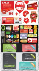 Web banners labels and buttons elements