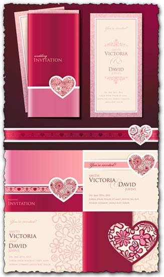 Wedding invitation cards vectors