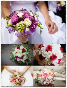 White and red roses bouquet wedding images