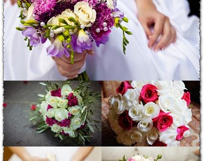 White and red roses bouquet wedding images