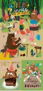 Wild animals party vector banners