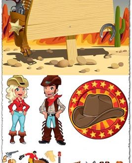 Wild west cowboy cartoons vector