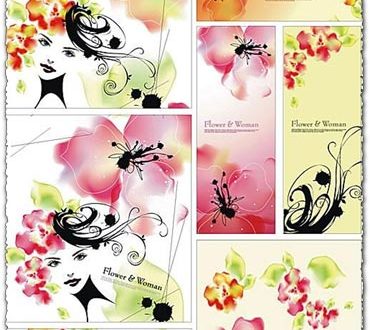 Girls with flowers vectors