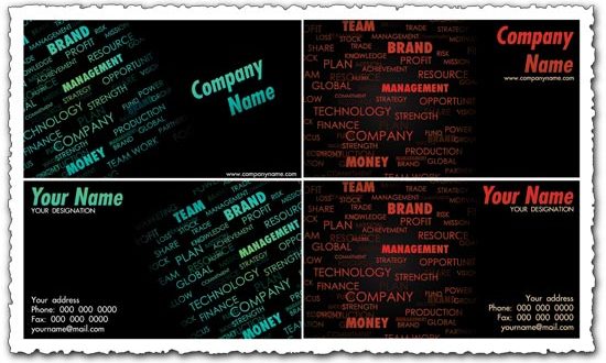 Word collage business cards vectors