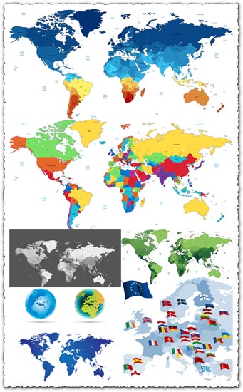 World and European vector maps