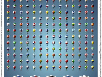 World flags in shield format
