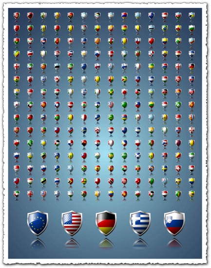 World flags in shield format