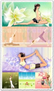 Yoga girls relaxing vectors