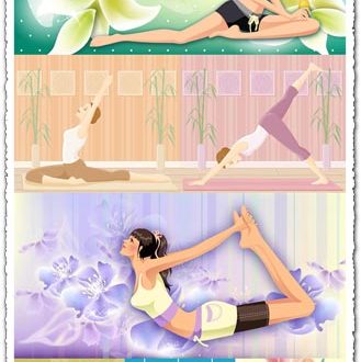 Yoga girls relaxing vectors