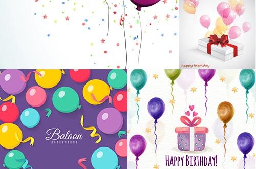 Happy birthday balloons vectors and backgrounds