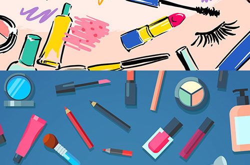 Make-up cosmetics and utensils vectors