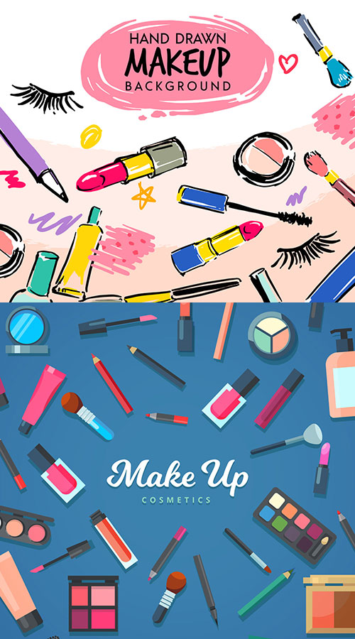 Make-up cosmetics and utensils vectors