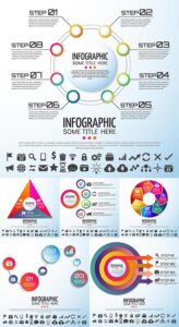 36 circular elements vector infographics