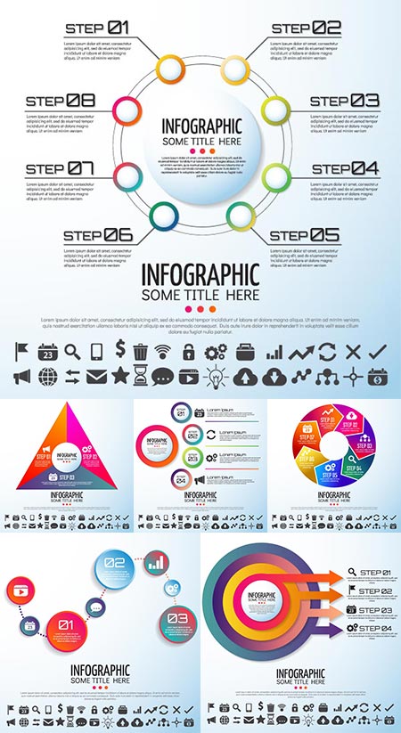 36 circular elements vector infographics