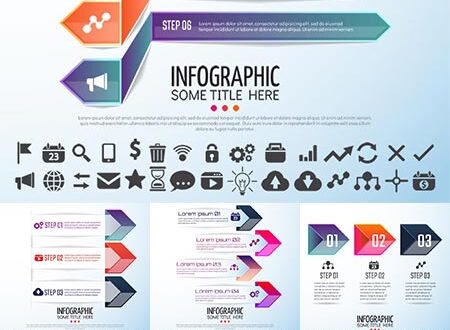 Business bended labels vector infographics