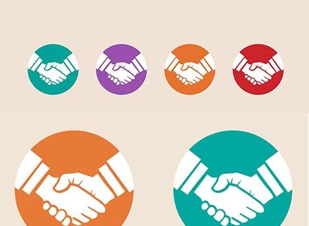 Business handshake vector flat design