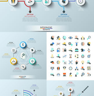 Business workflow diagrams vector infographics