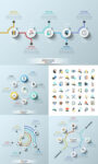 Business workflow diagrams vector infographics