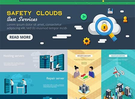 Cloud diagnostics and support vector banners