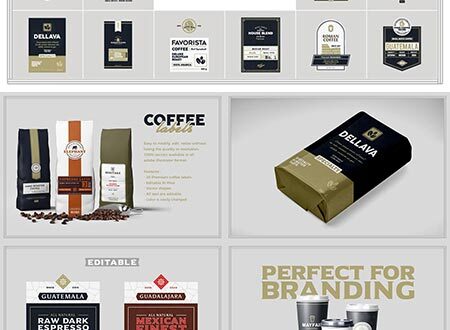 Coffee labels vector mockups