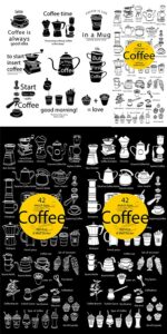 Coffee quotes vector stickers