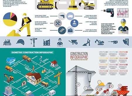 Construction engineering vector infographics