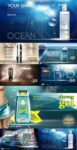 Cosmetic product posters vector mockup