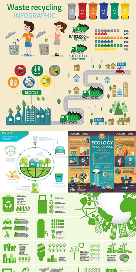 Global recycling ecology infographics