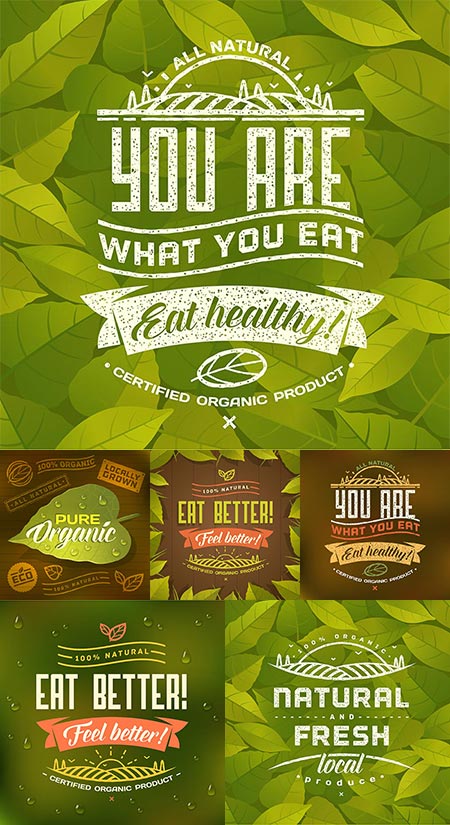 Green organic lifestyle vector banners