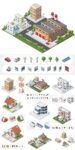 Isometric big buildings vector city