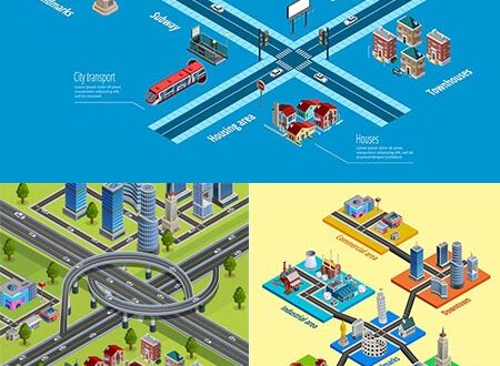 Isometric landmarks and infrastructure city vectors