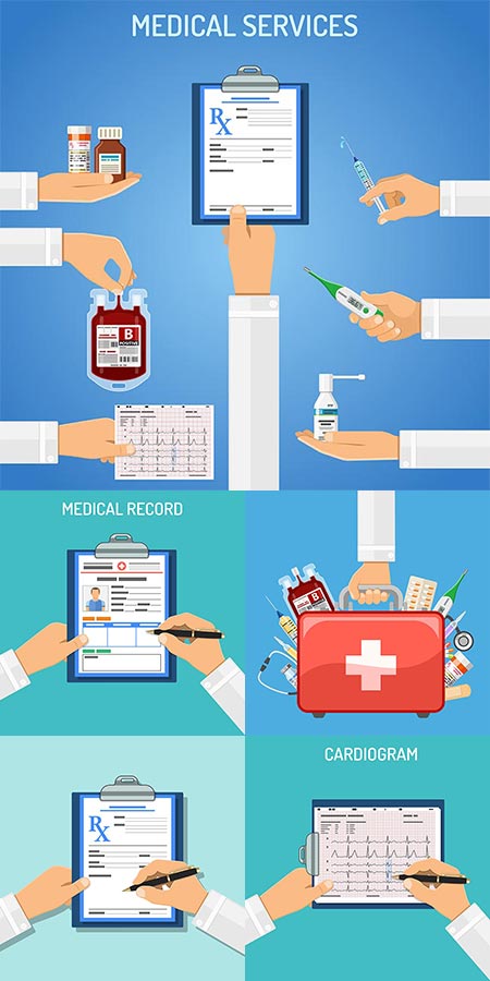 Medical services vector flat banners
