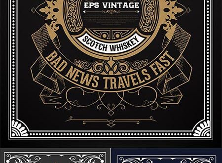 Old school beverage labels vectors