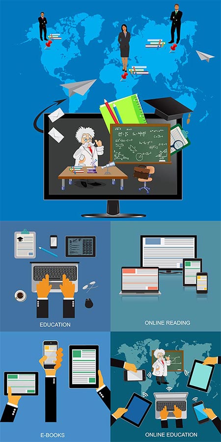 Online learning education vector concepts