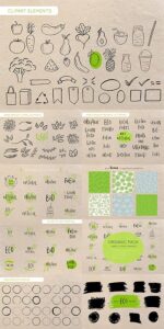 Organic bio labels vector patterns