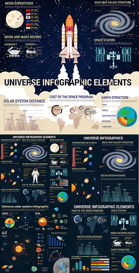 Space research info charts vectors