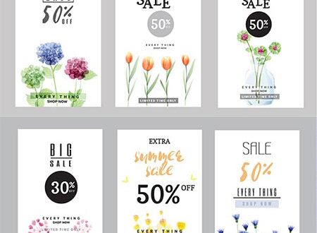 Spring big sales vertical vector banners