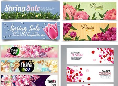 Spring floral banners vector design