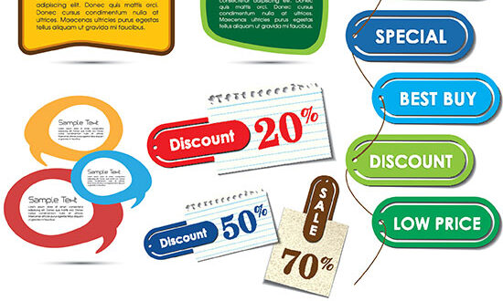 Colored vector labels on paper