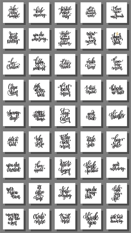 Inspirational calligraphy quotes vectors