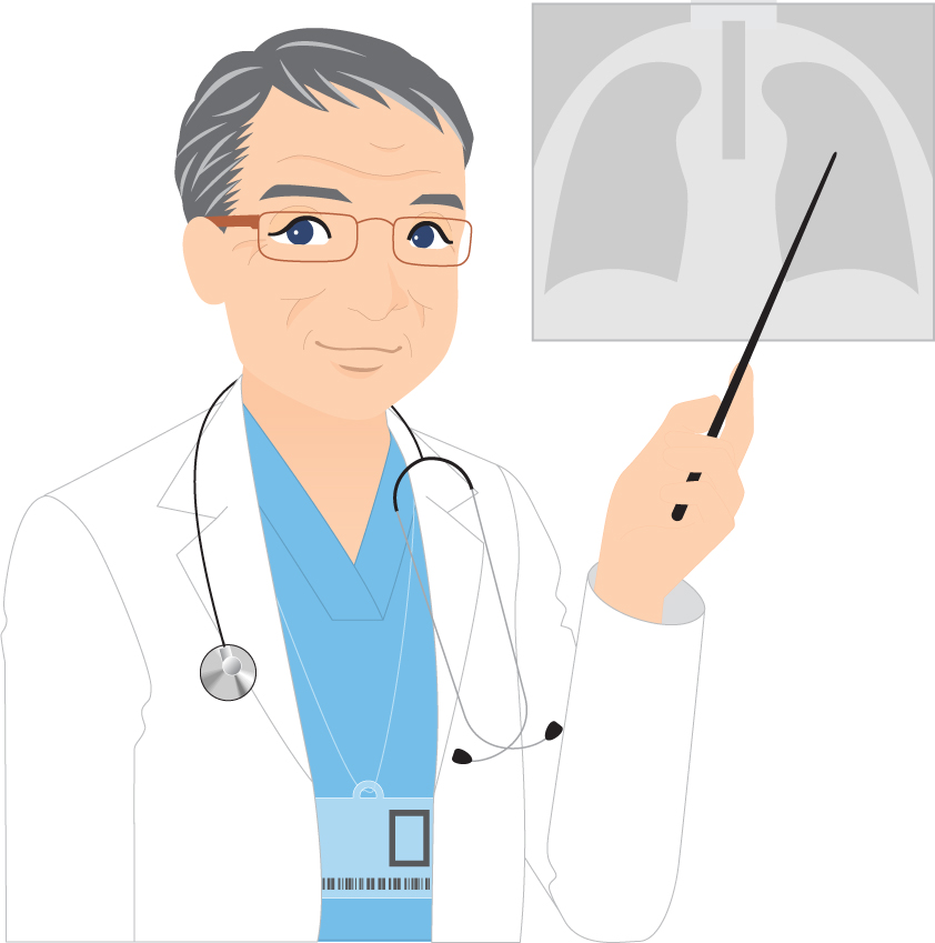 Male surgeon interpreting x-ray vector