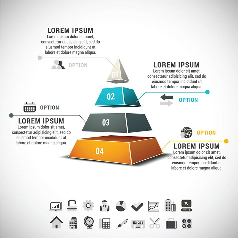 Colored 3D Pyramid Pieces vector illustration