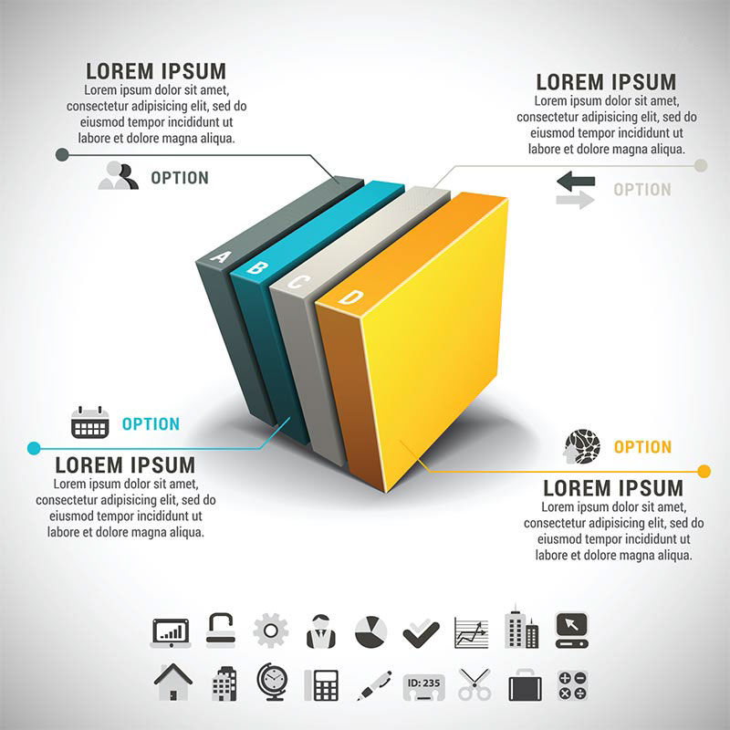 Colorful business blocks vector infographic