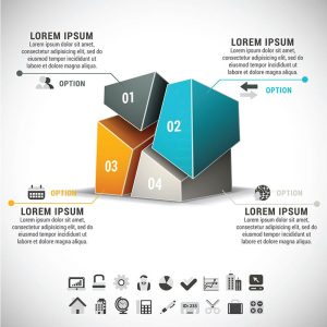 Complex 3D Polygon Composition vector infographic