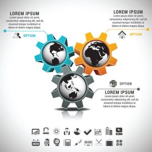 Connected Cogs Vector Infographic