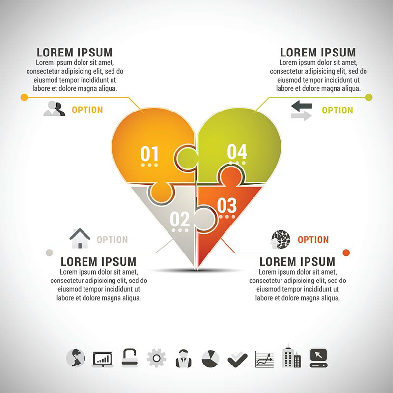 Heart Puzzle Vector Infographic