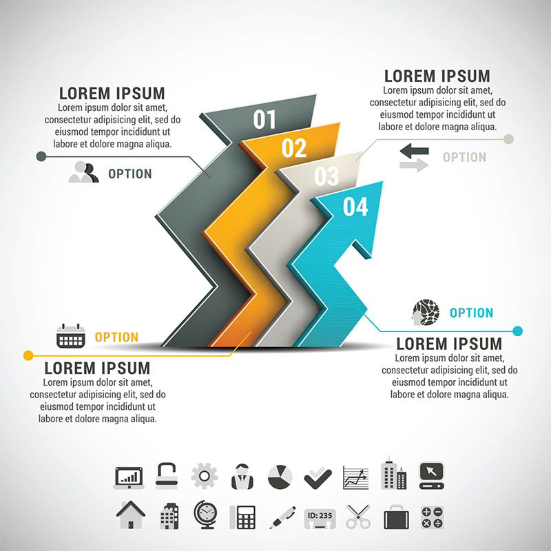 Upward Pointing Business Arrows vector infographic